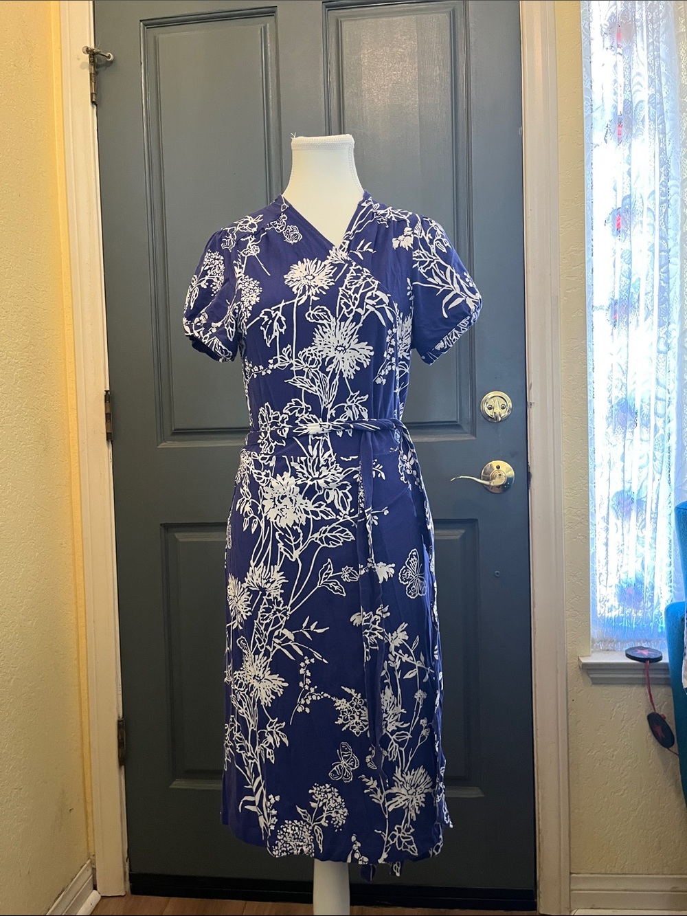 Floral Wrap Vibrant Blue Dress